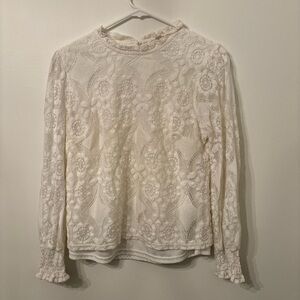 Ultra Pink Cream Ruffled Puff Sleeve Blouse